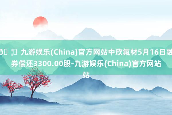 🦄九游娱乐(China)官方网站中欣氟材5月16日融券偿还3300.00股-九游娱乐(China)官方网站