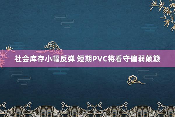 社会库存小幅反弹 短期PVC将看守偏弱颠簸